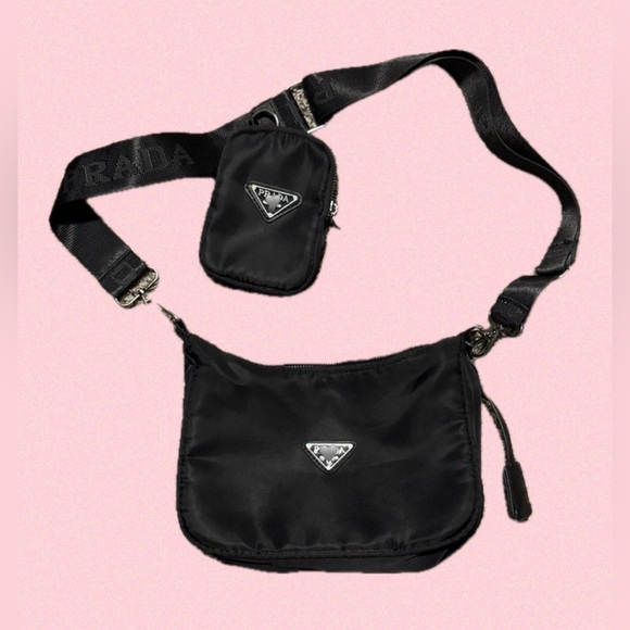 Black Nylon Crossbody Bag Set